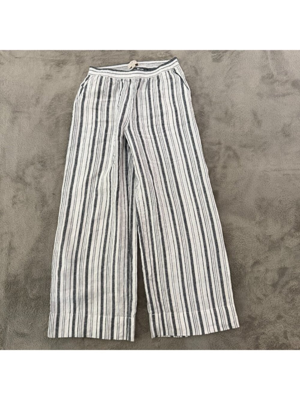 Ann Taylor LOFT Wide Leg Linen Pull On Pants Womens SMALL White Resortwear